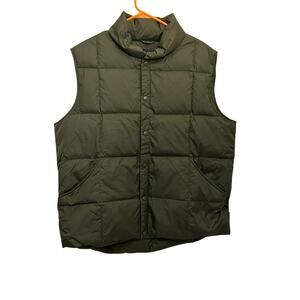 Lands End green goose down puffer vest large fall ski outdoors